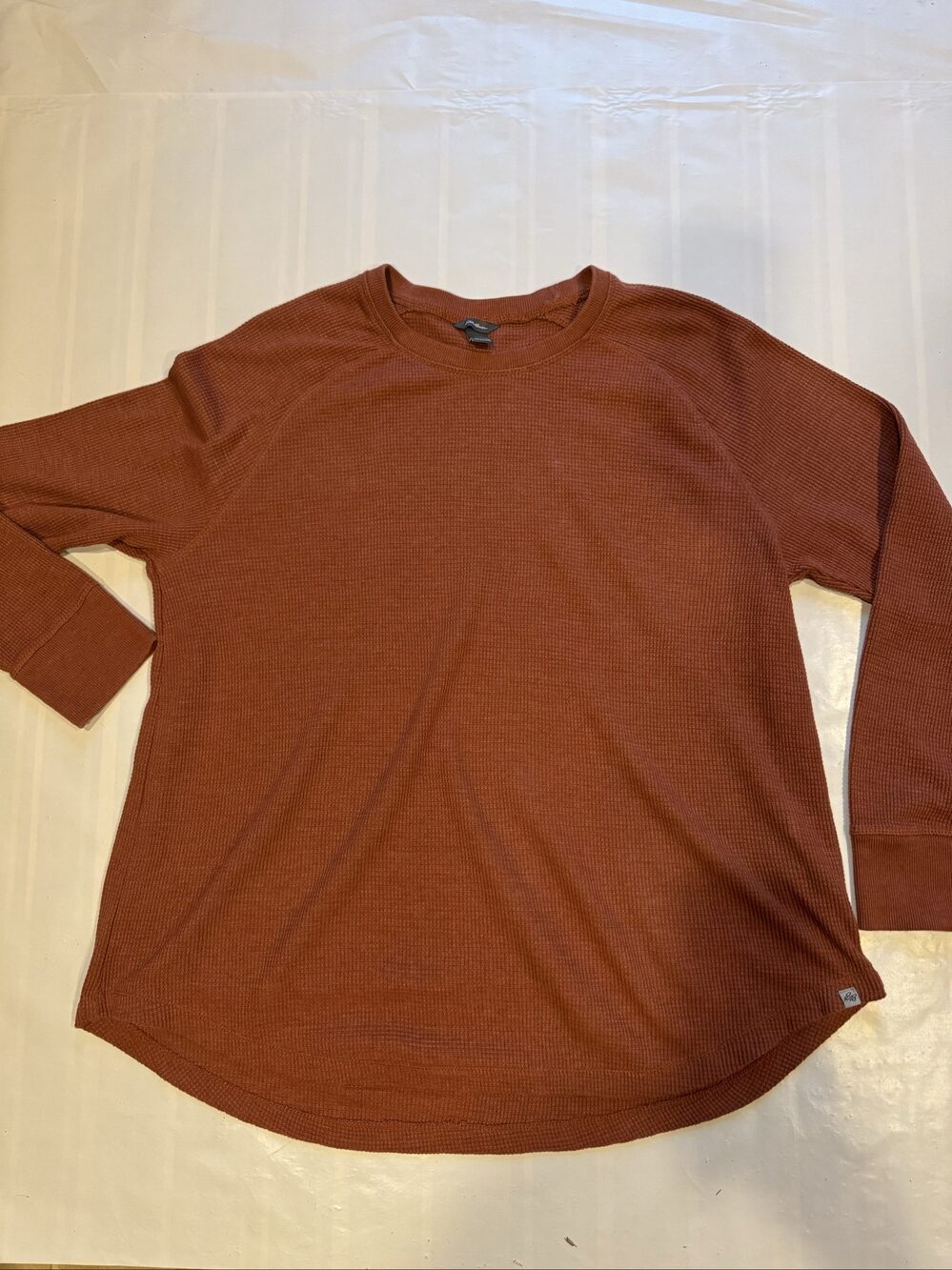 Women’s Eddie Bauer Waffle Knit Long Sleeve Shirt – Rust Orange – XL